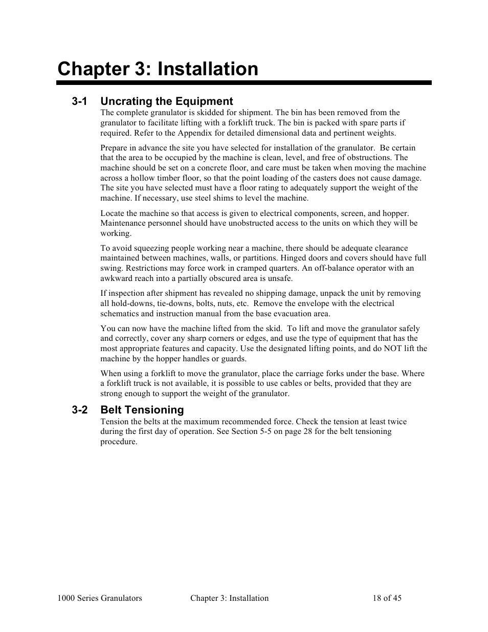 Chapter 3: installation | Sterlco BP 1000 Series Beside the Press Granulators User Manual | Page 18 / 45