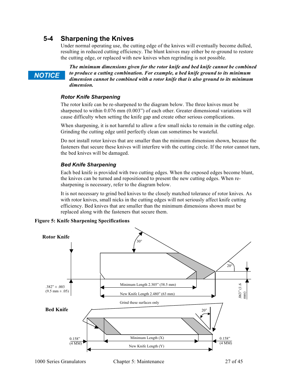 4 sharpening the knives | Sterlco BP 1000 Series Beside the Press Granulators User Manual | Page 27 / 45