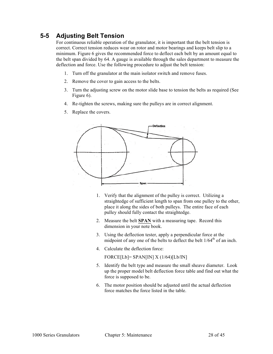 5 adjusting belt tension | Sterlco BP 1000 Series Beside the Press Granulators User Manual | Page 28 / 45