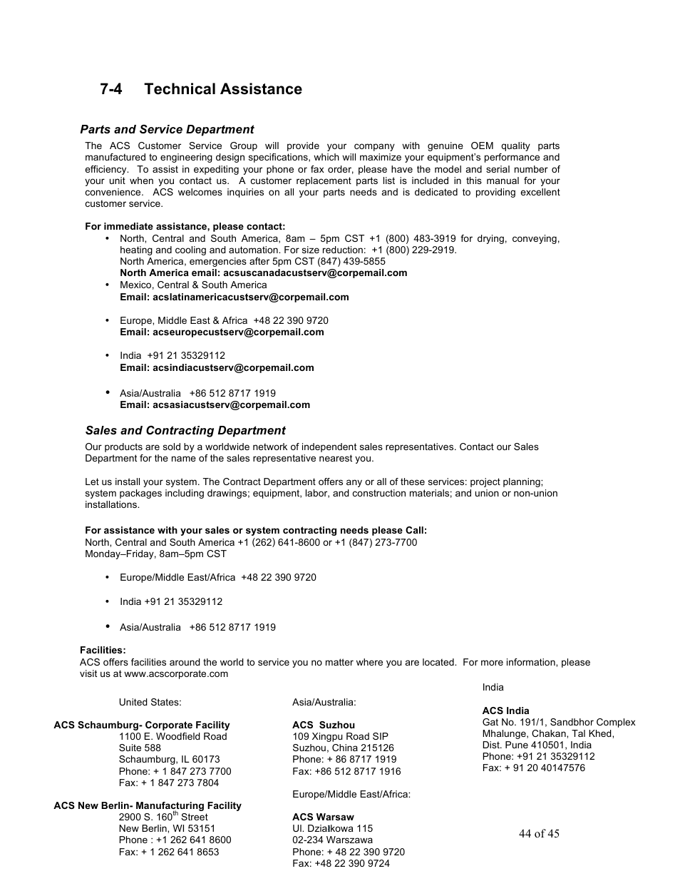 4 technical assistance | Sterlco BP 1000 Series Beside the Press Granulators User Manual | Page 44 / 45