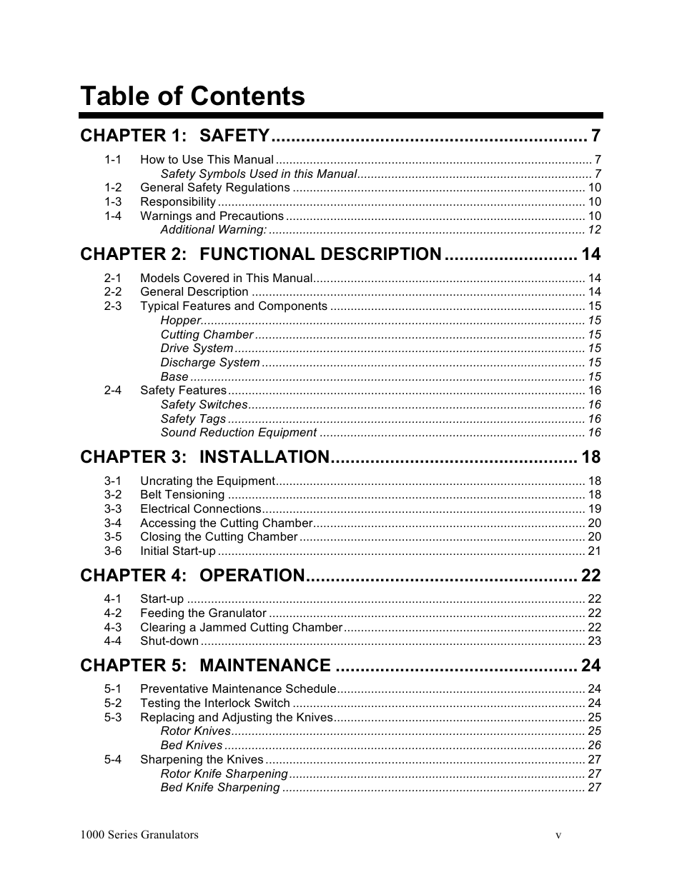 Sterlco BP 1000 Series Beside the Press Granulators User Manual | Page 5 / 45