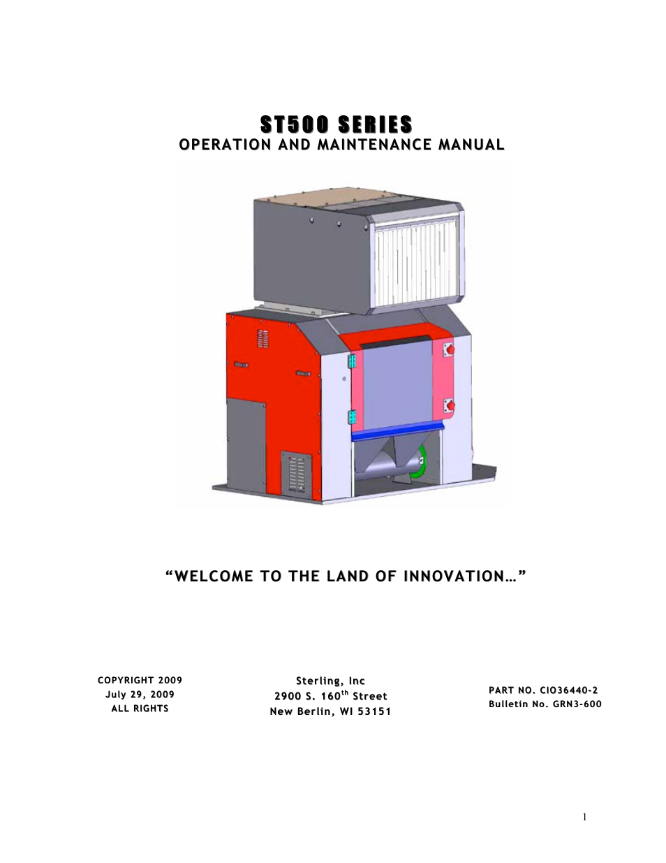Sterlco ST500 Series Central Granulator User Manual | 91 pages