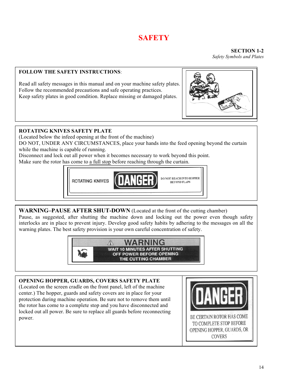 Safety | Sterlco ST500 Series Central Granulator User Manual | Page 14 / 91