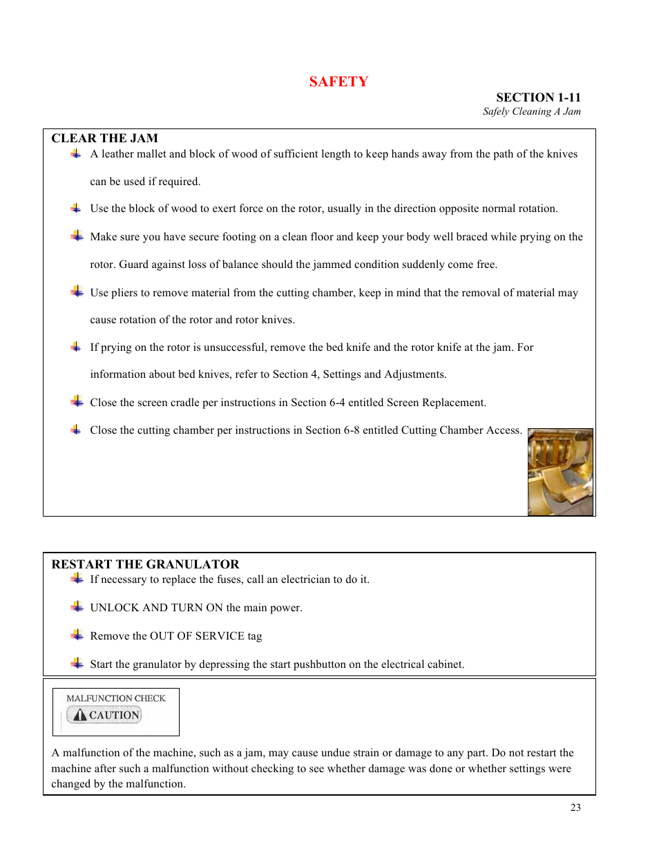 Safety | Sterlco ST500 Series Central Granulator User Manual | Page 23 / 91