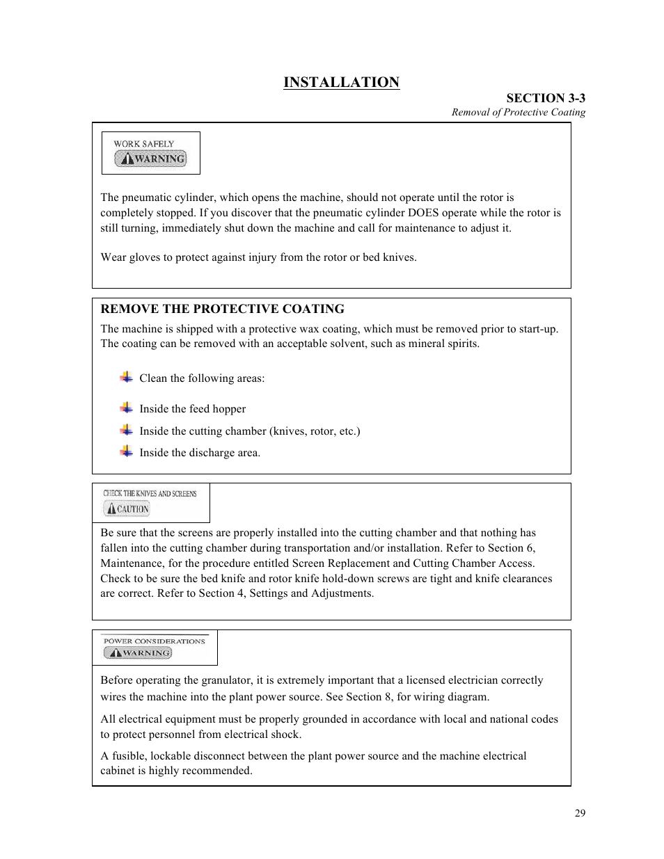 Installation | Sterlco ST500 Series Central Granulator User Manual | Page 29 / 91