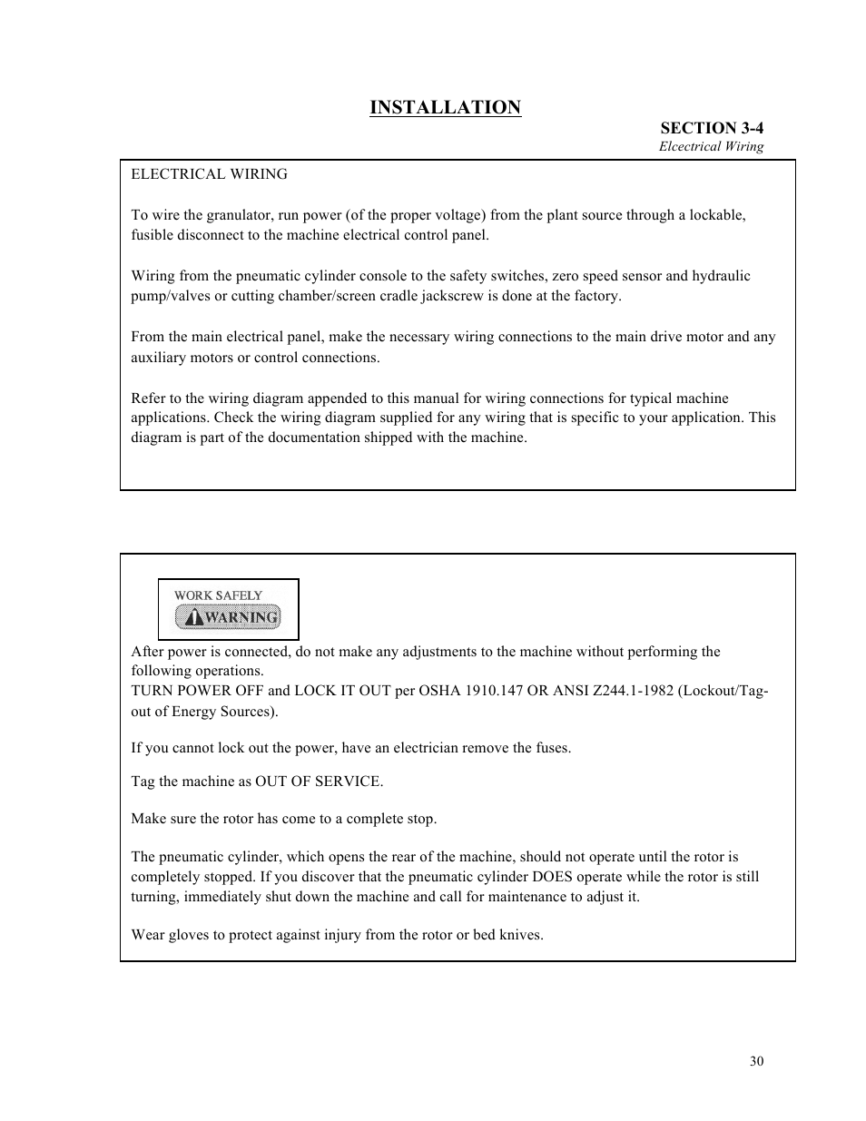 Installation | Sterlco ST500 Series Central Granulator User Manual | Page 30 / 91