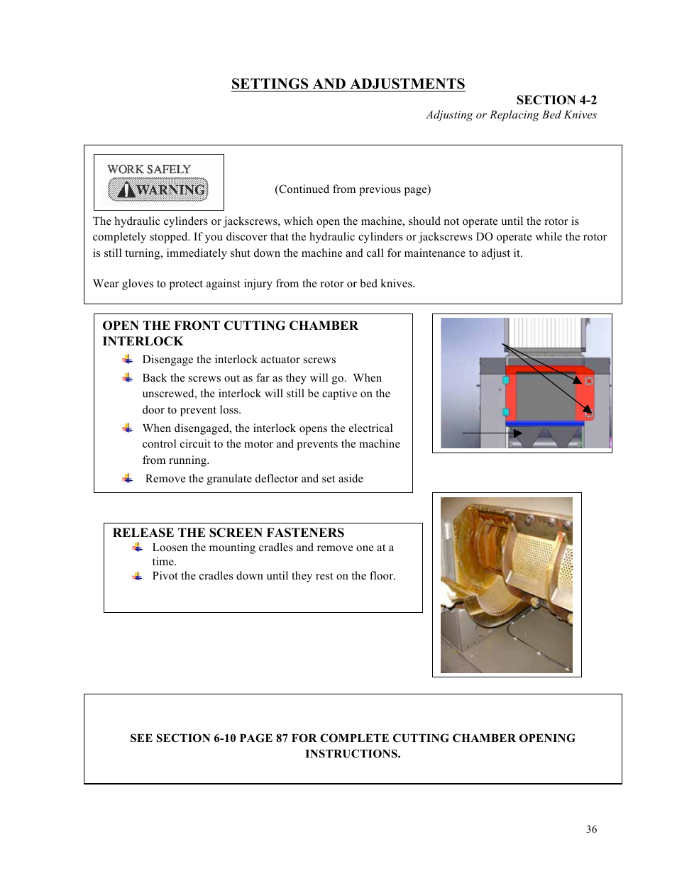 Settings and adjustments | Sterlco ST500 Series Central Granulator User Manual | Page 36 / 91