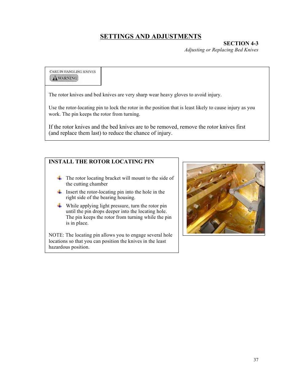 Settings and adjustments | Sterlco ST500 Series Central Granulator User Manual | Page 37 / 91