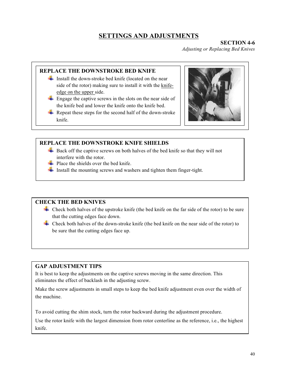 Settings and adjustments | Sterlco ST500 Series Central Granulator User Manual | Page 40 / 91