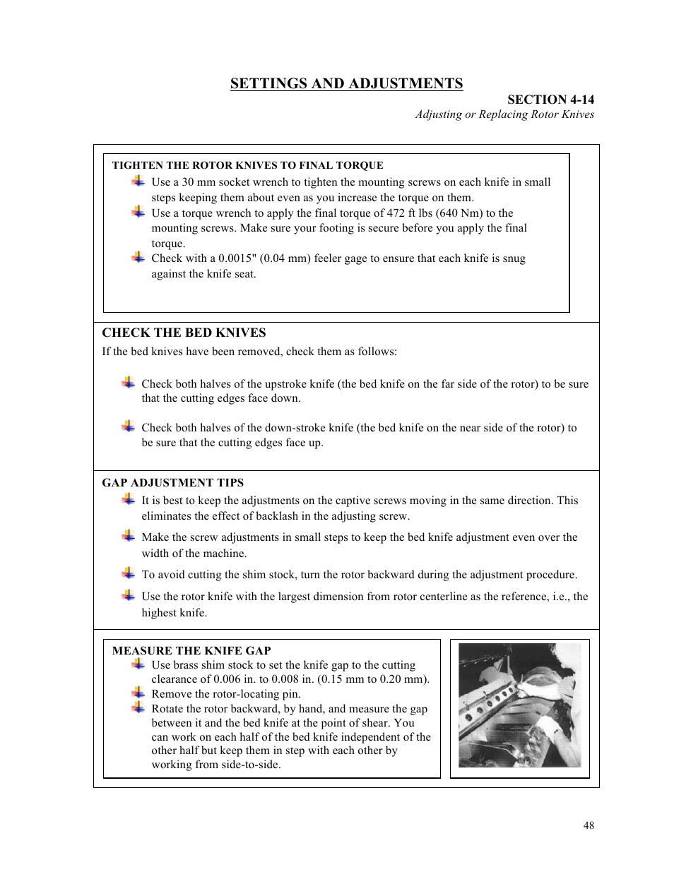 Settings and adjustments | Sterlco ST500 Series Central Granulator User Manual | Page 48 / 91