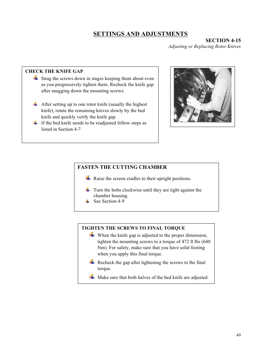 Settings and adjustments | Sterlco ST500 Series Central Granulator User Manual | Page 49 / 91