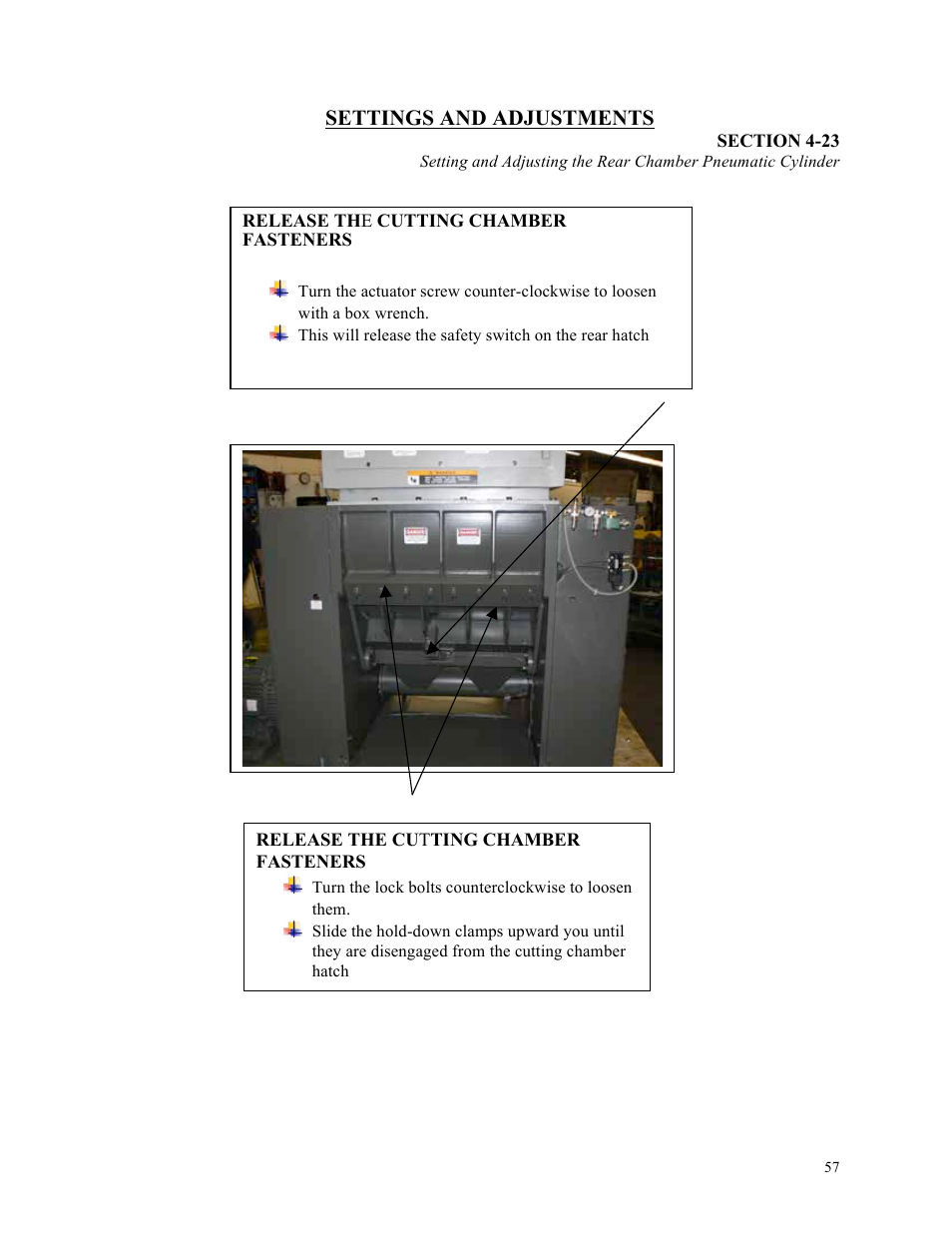 Settings and adjustments | Sterlco ST500 Series Central Granulator User Manual | Page 57 / 91