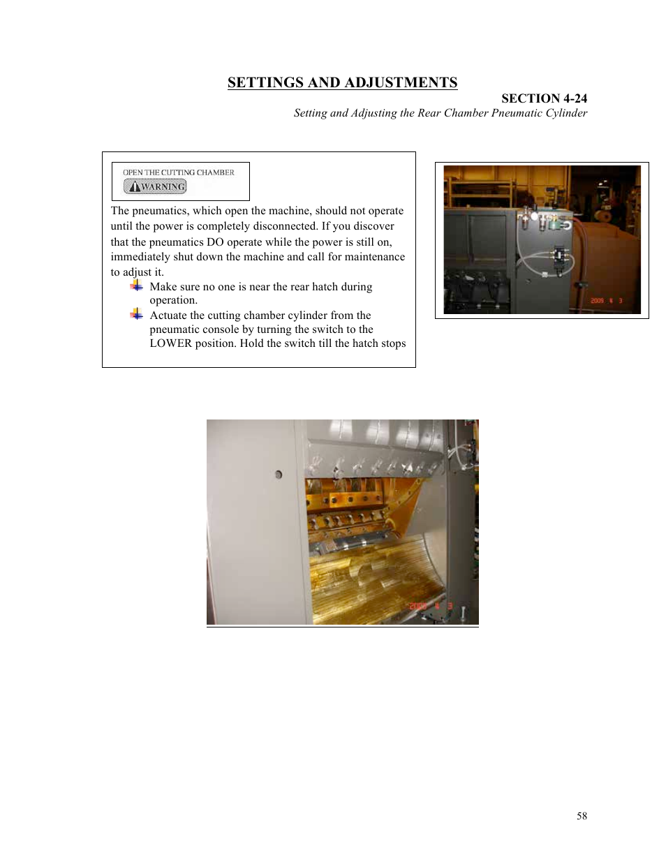 Settings and adjustments | Sterlco ST500 Series Central Granulator User Manual | Page 58 / 91