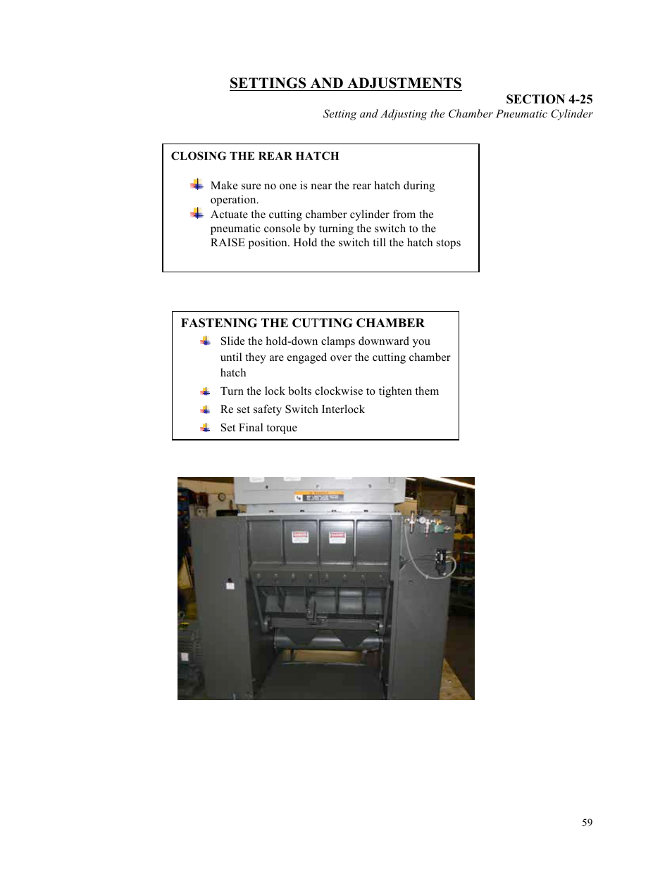 Settings and adjustments | Sterlco ST500 Series Central Granulator User Manual | Page 59 / 91