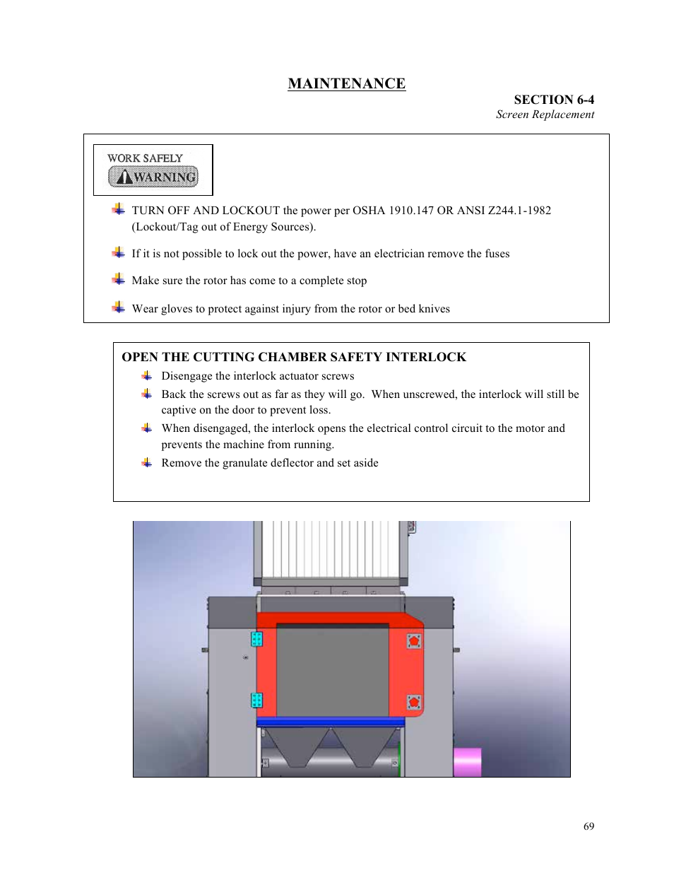 Maintenance | Sterlco ST500 Series Central Granulator User Manual | Page 69 / 91