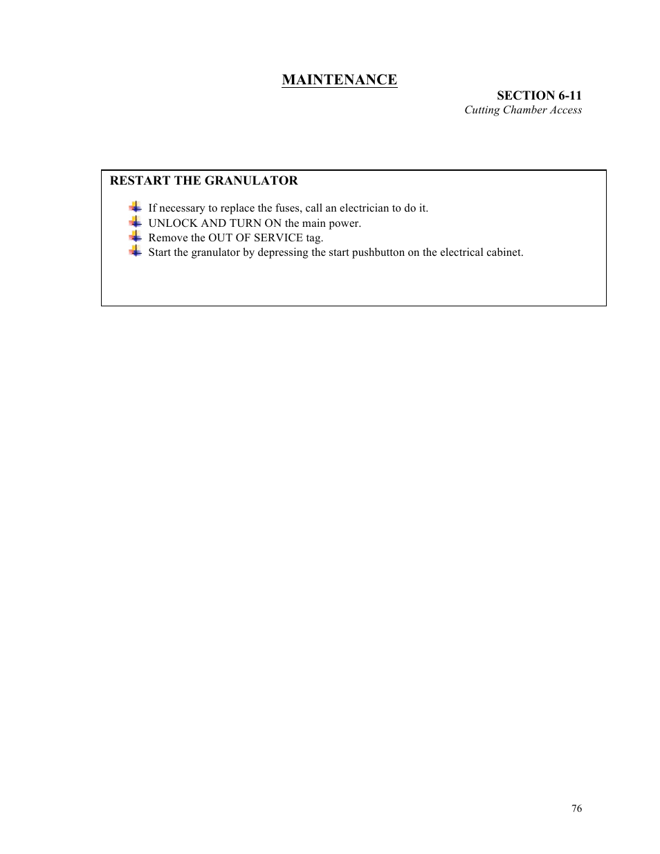 Maintenance | Sterlco ST500 Series Central Granulator User Manual | Page 76 / 91