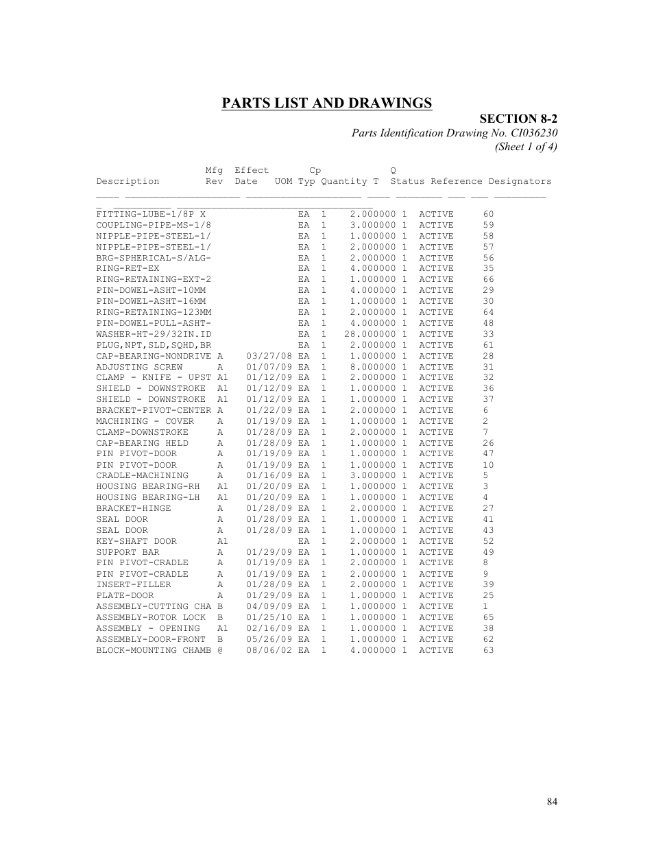 Parts list and drawings | Sterlco ST500 Series Central Granulator User Manual | Page 84 / 91