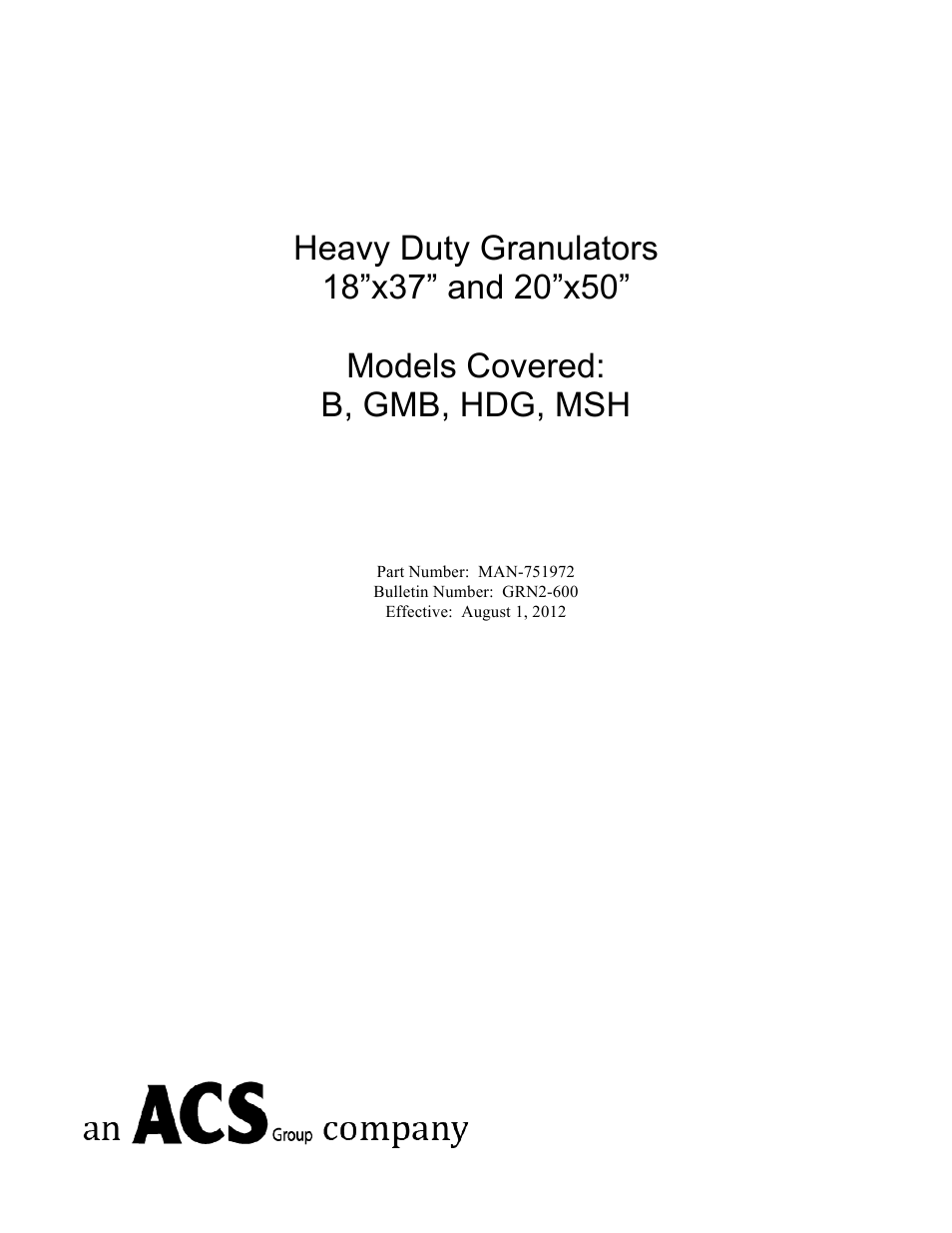 Sterlco HDG Series Heavy Duty Granulators User Manual | 36 pages