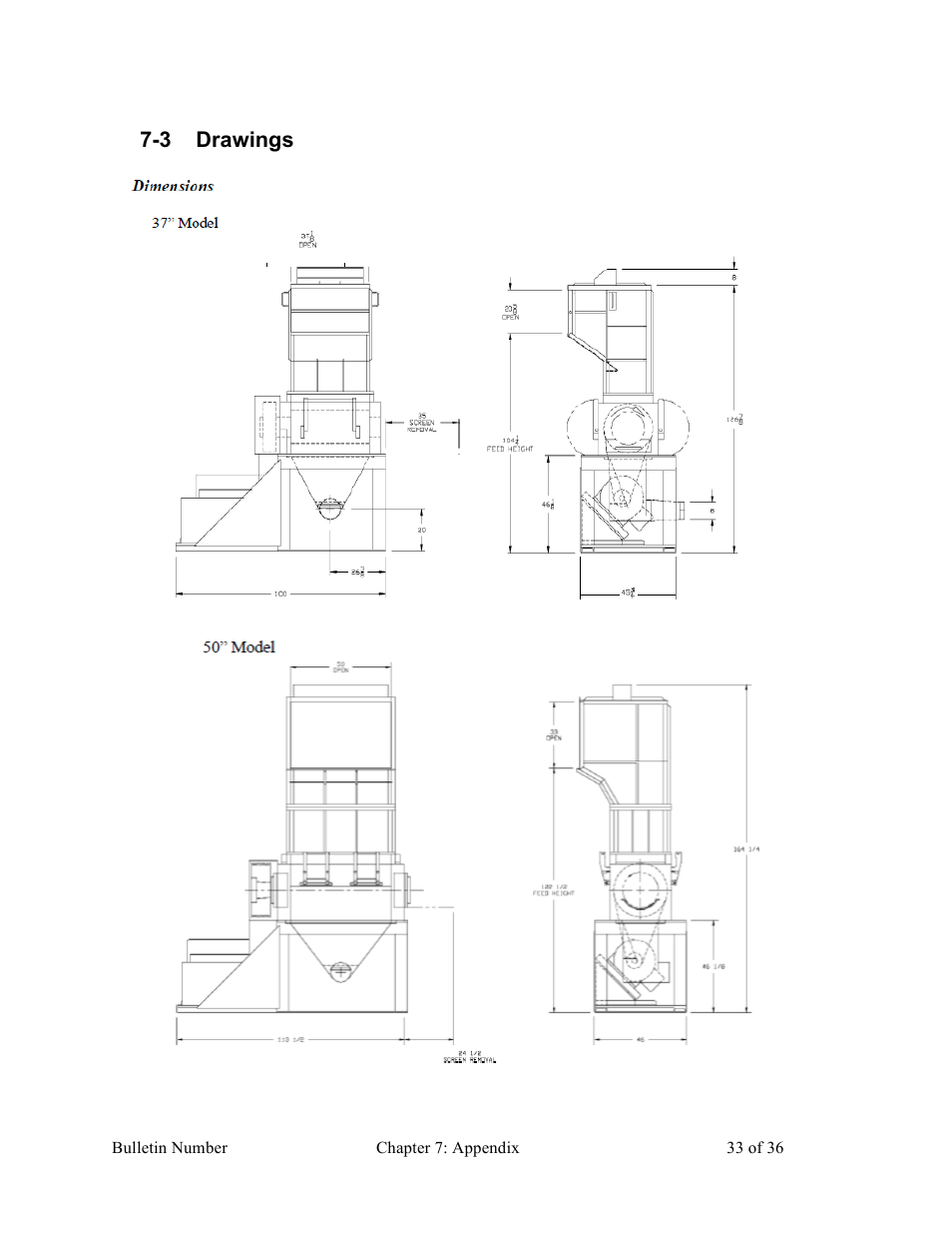 3 drawings | Sterlco HDG Series Heavy Duty Granulators User Manual | Page 33 / 36