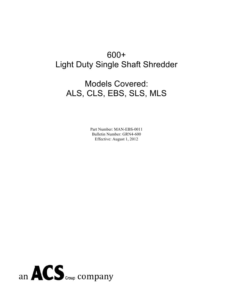 Sterlco SLS Series Light Duty Shredder User Manual | 50 pages