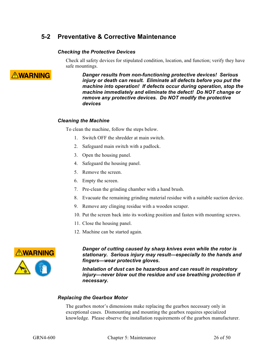 2 preventative & corrective maintenance | Sterlco SLS Series Light Duty Shredder User Manual | Page 26 / 50