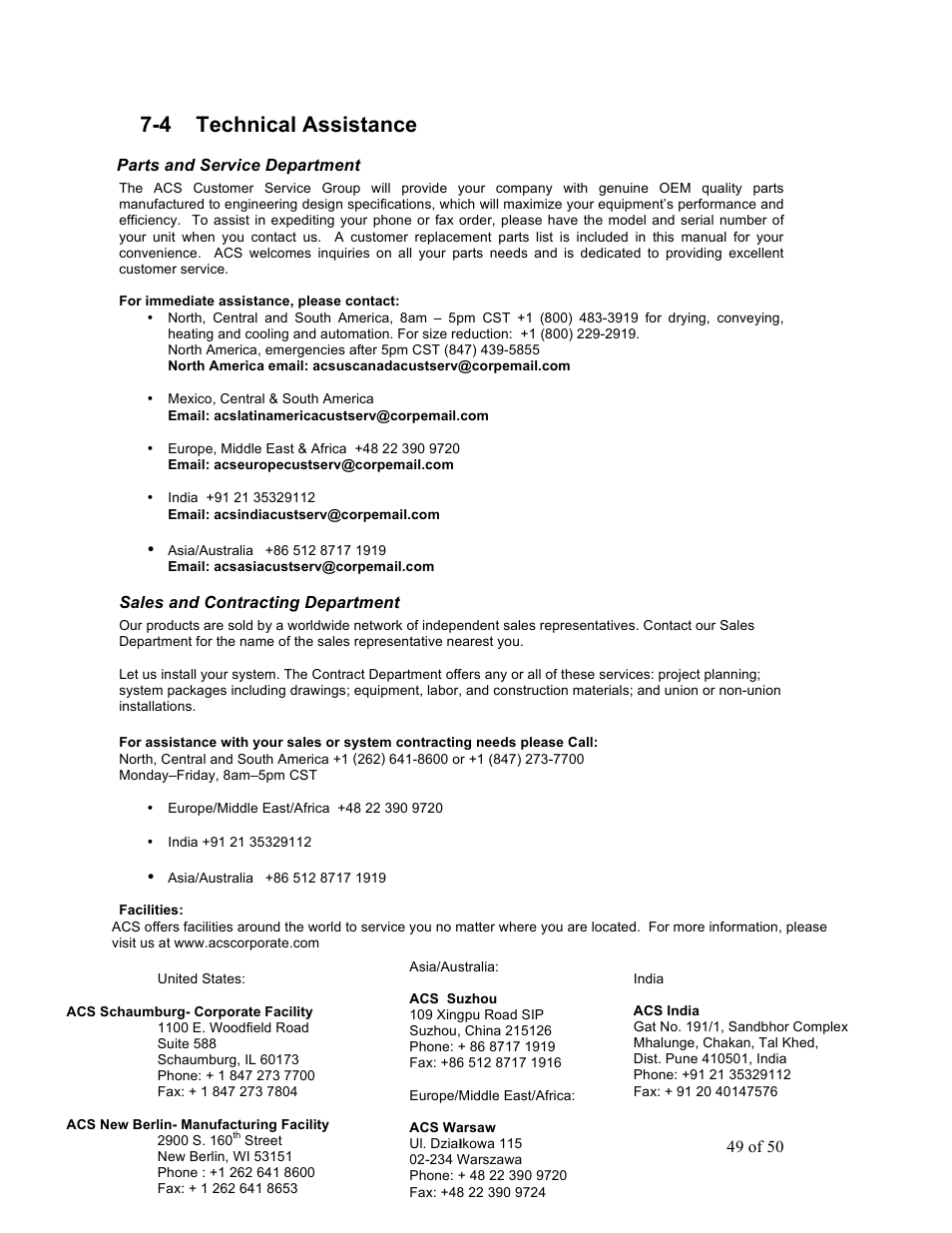 4 technical assistance | Sterlco SLS Series Light Duty Shredder User Manual | Page 49 / 50