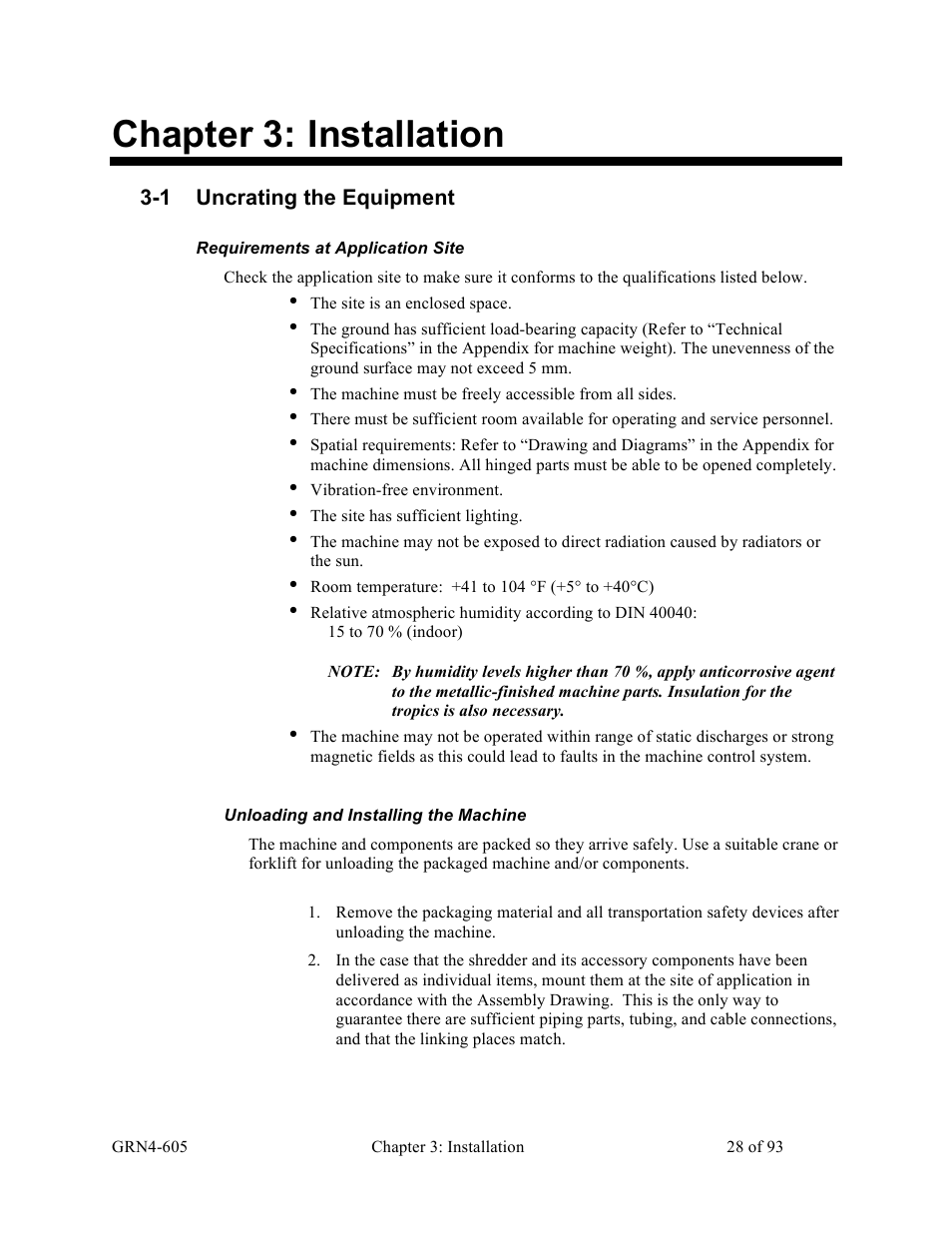 Chapter 3: installation | Sterlco SMS Series Single Shaft Shredder User Manual | Page 28 / 93