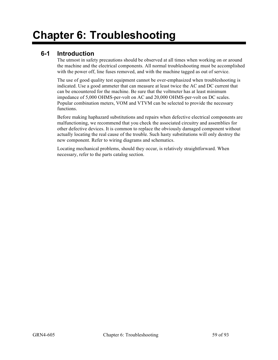 Chapter 6: troubleshooting, 1 introduction | Sterlco SMS Series Single Shaft Shredder User Manual | Page 59 / 93