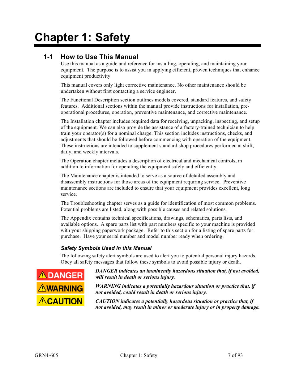 Chapter 1: safety, 1 how to use this manual | Sterlco SMS Series Single Shaft Shredder User Manual | Page 7 / 93