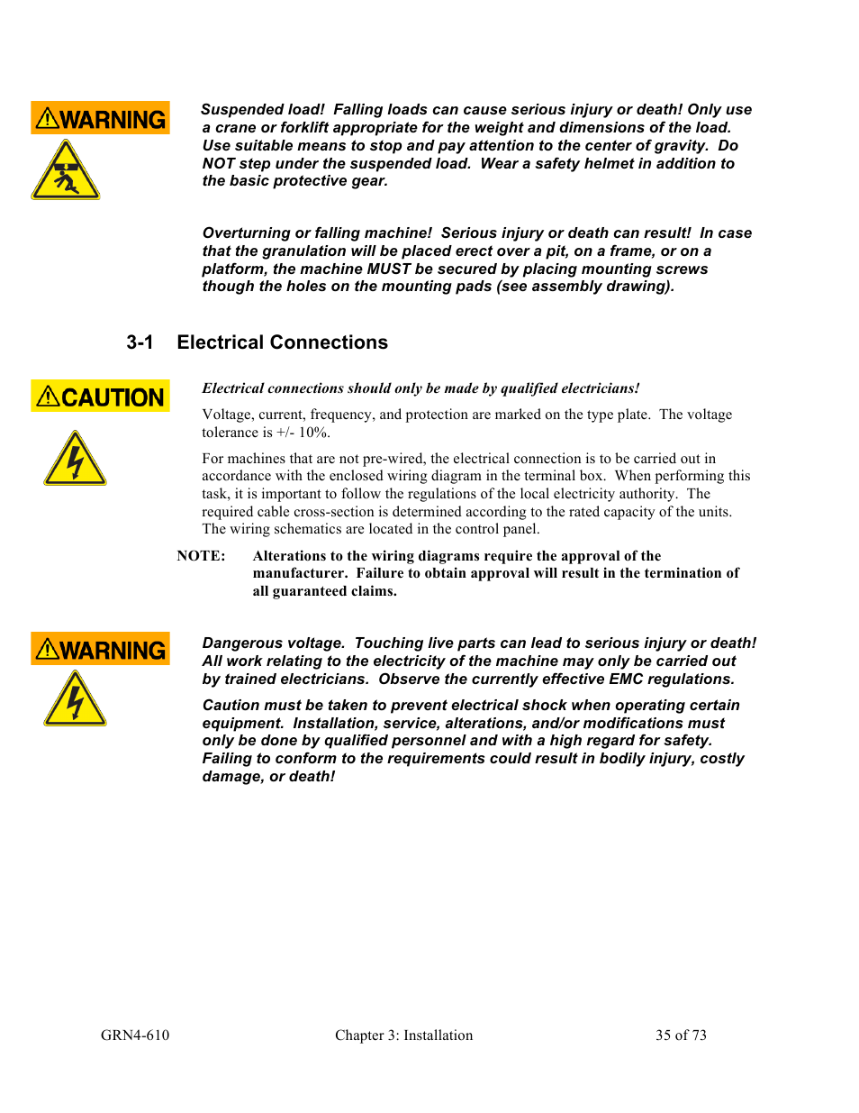 1 electrical connections | Sterlco SPS Series Pipe Shredder User Manual | Page 35 / 73