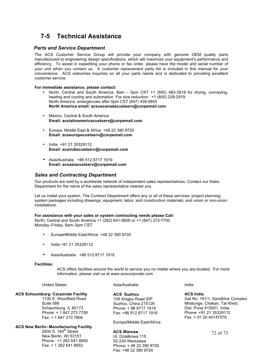 5 technical assistance | Sterlco SPS Series Pipe Shredder User Manual | Page 72 / 73