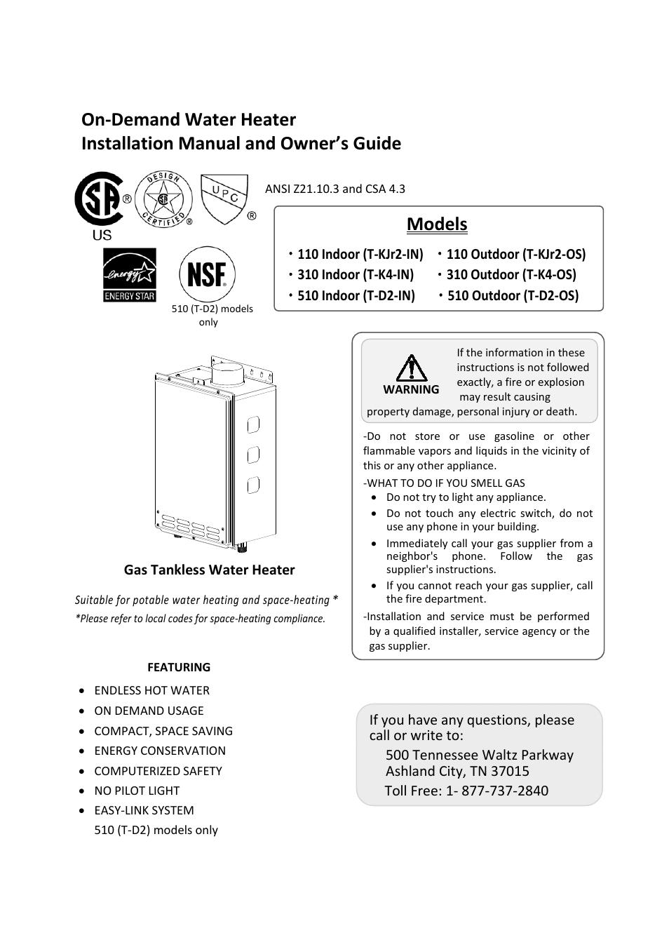 State GTS-110-NI User Manual | 52 pages