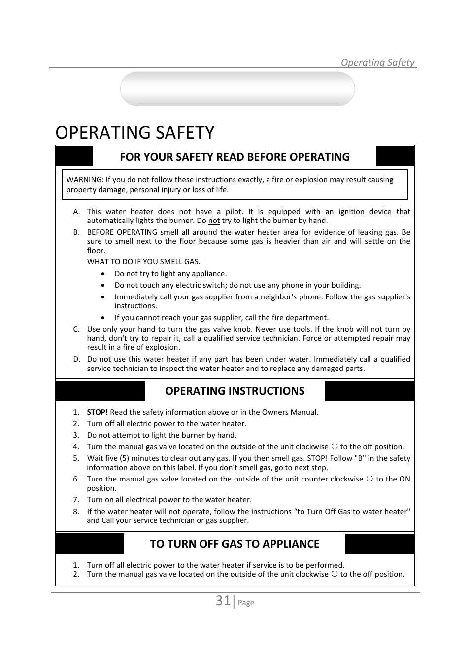 Operating safety | State GTS-110-NI User Manual | Page 31 / 52