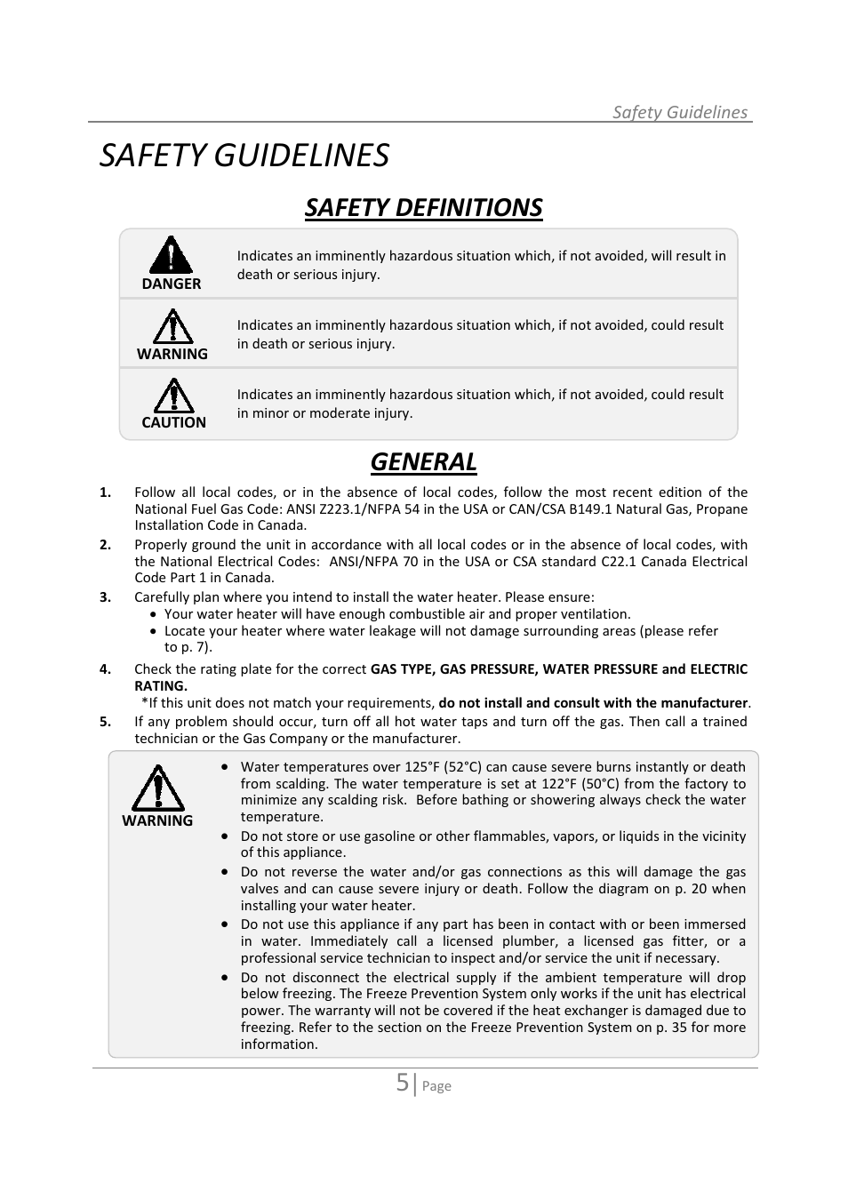Safety guidelines, Safety definitions, General | State GTS-110-NI User Manual | Page 5 / 52