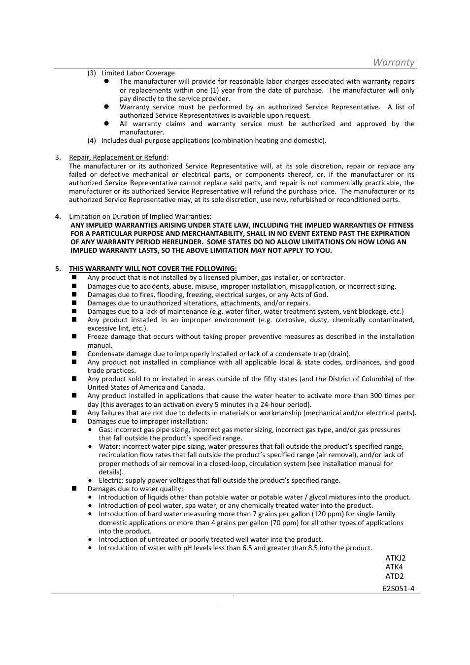 Warranty | State GTS-110-NI User Manual | Page 52 / 52