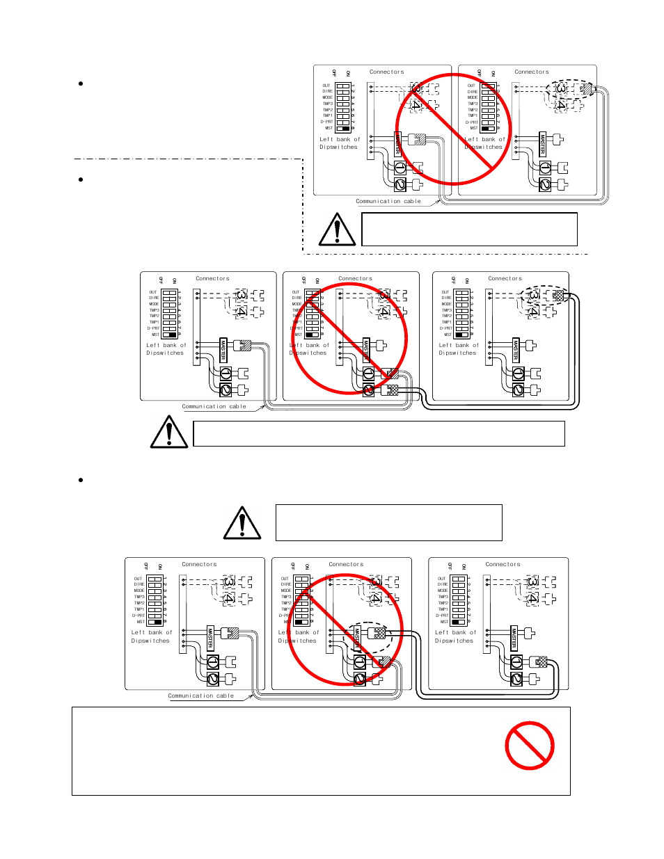 Master connector, Of the “ slave-1 ” unit to the, 1] connector | Wrong connection between the, Slave-1, Unit and the, Slave-2, Unit prohibited wrong connection between the, Unit wrong connection between the, Master | Takagi T-M32 User Manual | Page 27 / 52