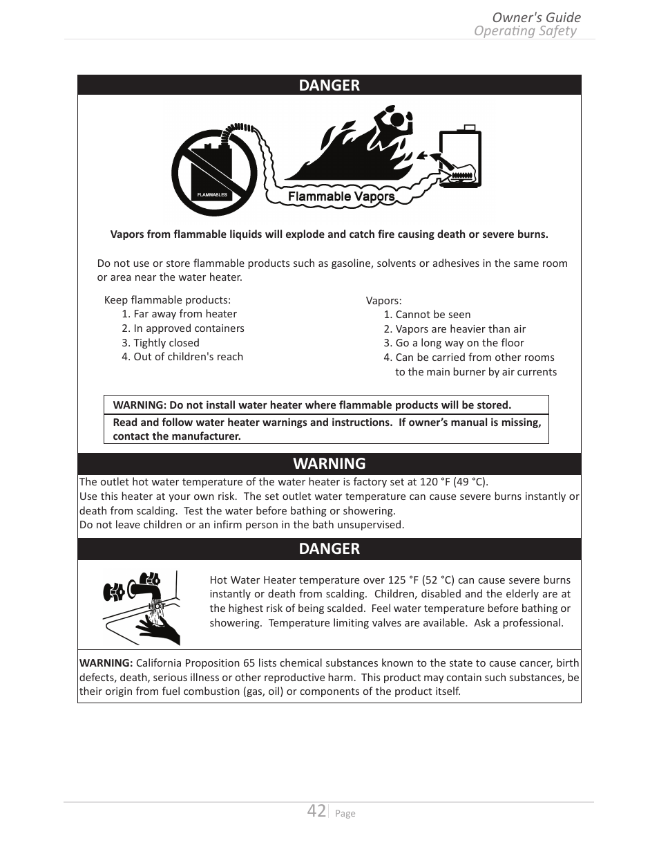 Danger, Warning | State GTS-240-NIH User Manual | Page 42 / 64