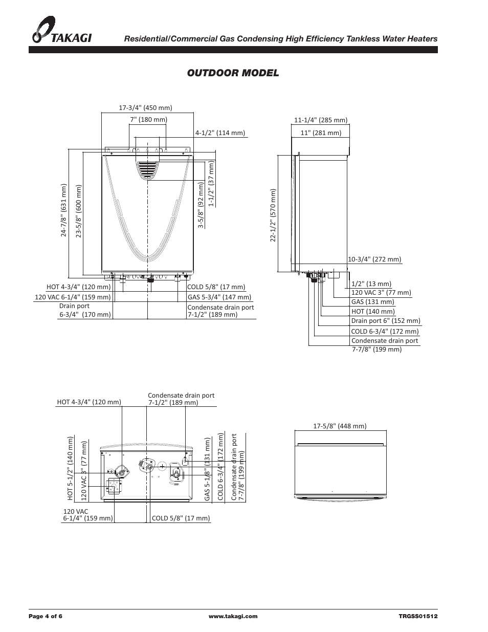Outdoor model | Takagi T-H3J-DV/OS User Manual | Page 4 / 6