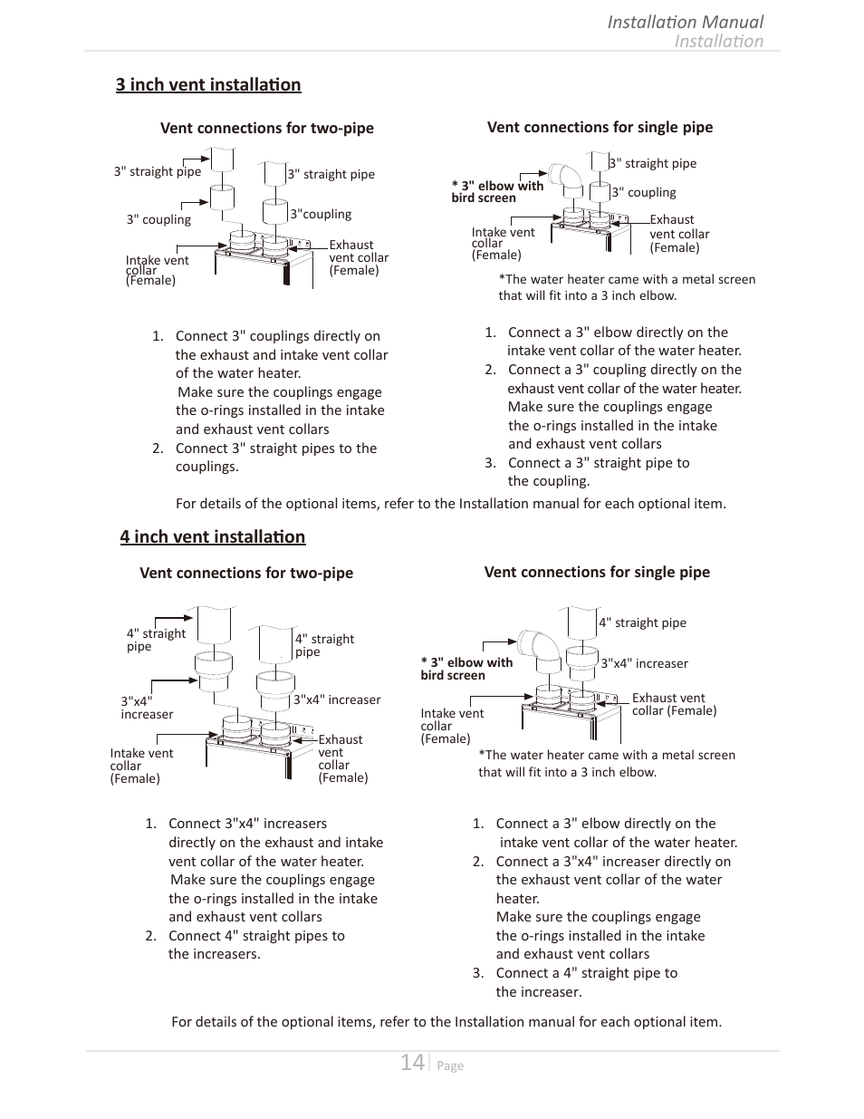 4 inch vent installation | Takagi T-H3M-IN/OS User Manual | Page 14 / 56