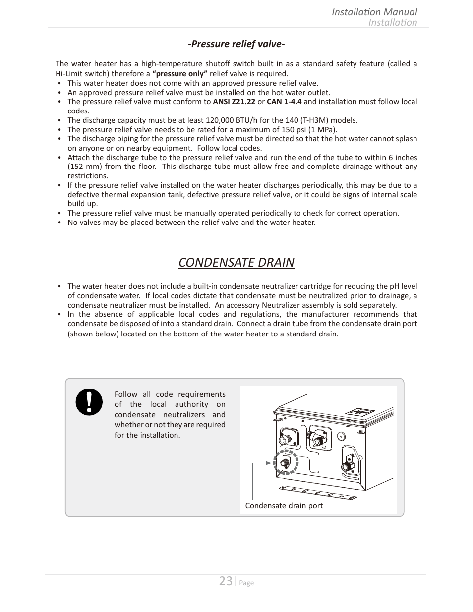 Condensate drain | Takagi T-H3M-IN/OS User Manual | Page 23 / 56