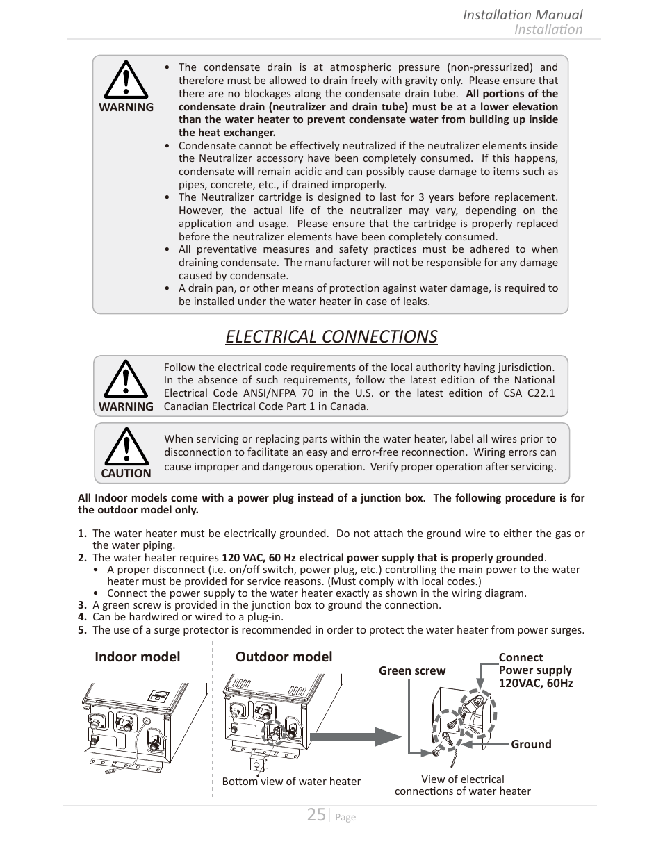 Electrical connections | Takagi T-H3M-IN/OS User Manual | Page 25 / 56