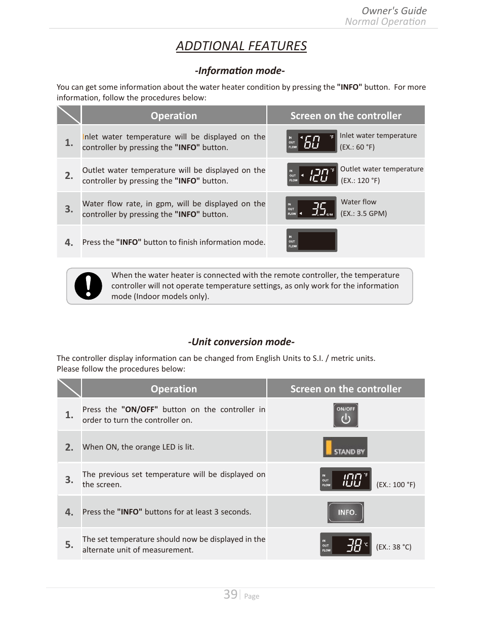 Addtional features | Takagi T-H3M-IN/OS User Manual | Page 39 / 56