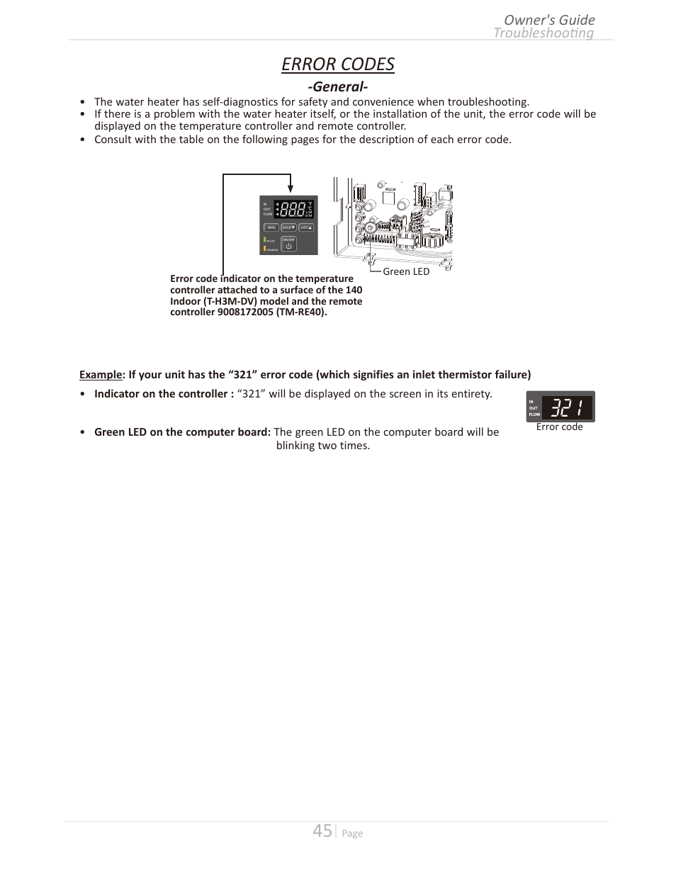 Error codes | Takagi T-H3M-IN/OS User Manual | Page 45 / 56