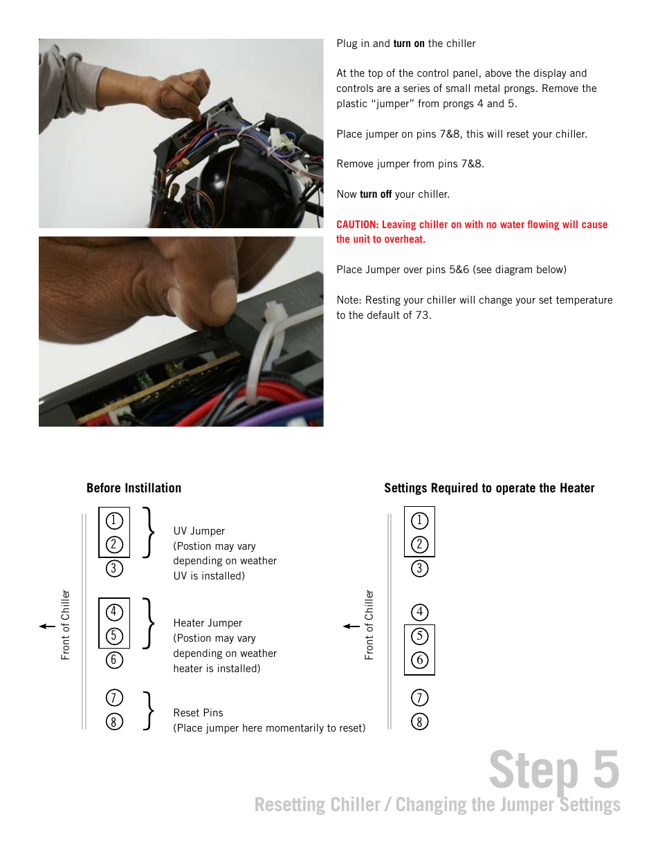 Step 5, Resetting chiller / changing the jumper settings | Teco US TR20 User Manual | Page 9 / 10