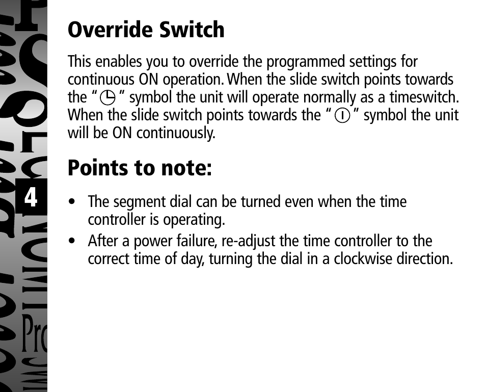 Override switch | Timeguard TG24B User Manual | Page 5 / 8