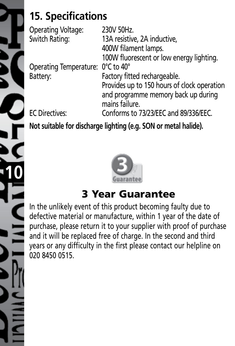 Installation & operating instructions | Timeguard TG77 User Manual | Page 11 / 12