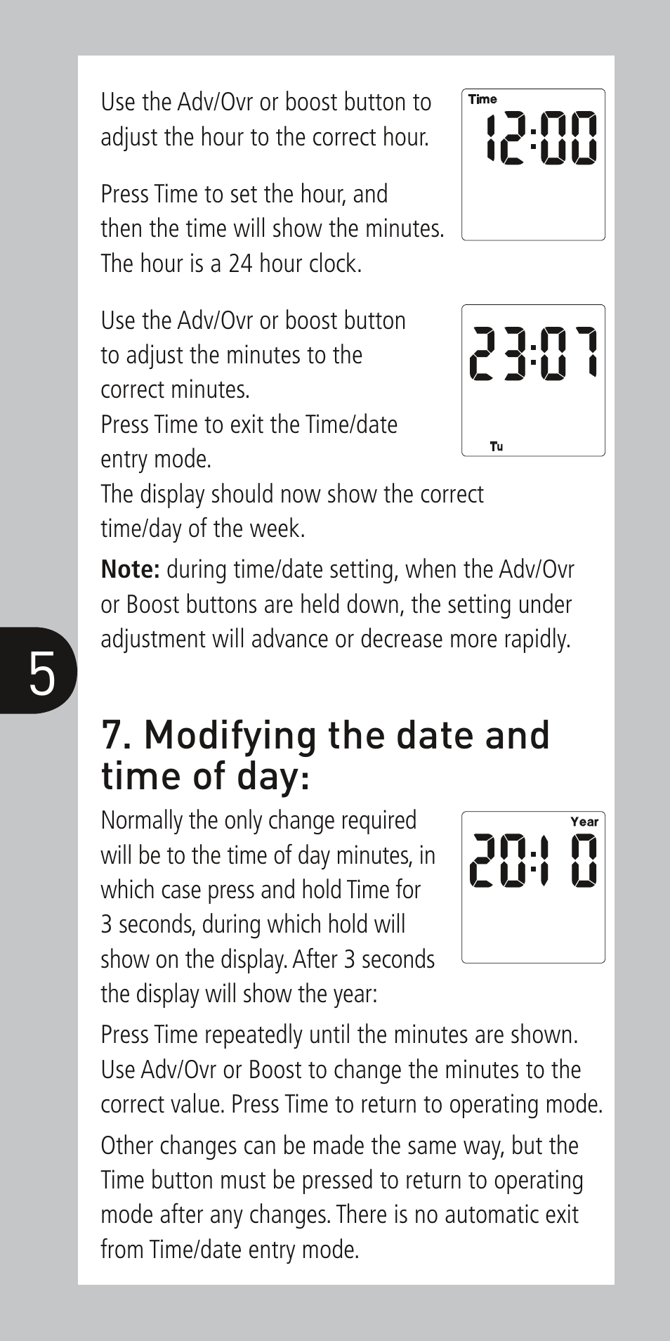 Modifying the date and time of day | Timeguard NTT04 User Manual | Page 6 / 12