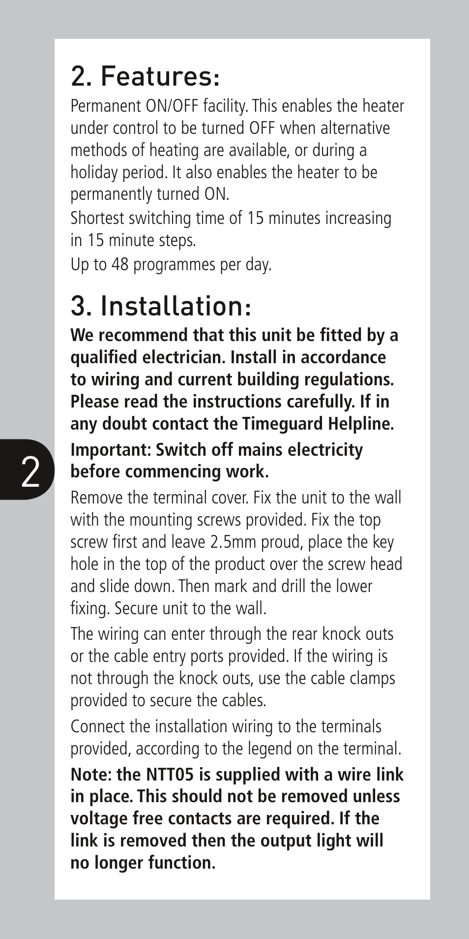 Timeguard NTT05 User Manual | Page 3 / 6