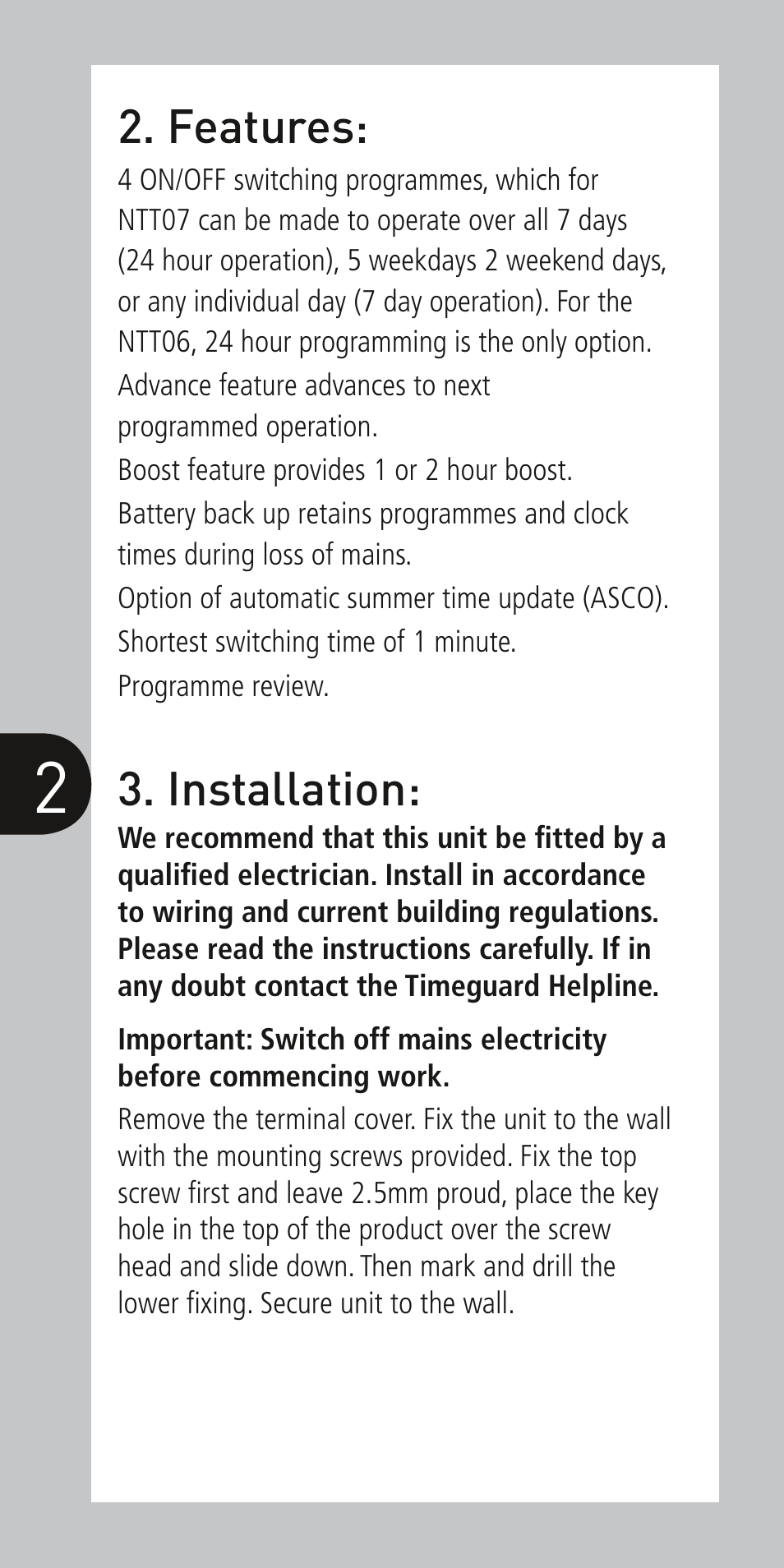 Timeguard NTT07 User Manual | Page 3 / 12