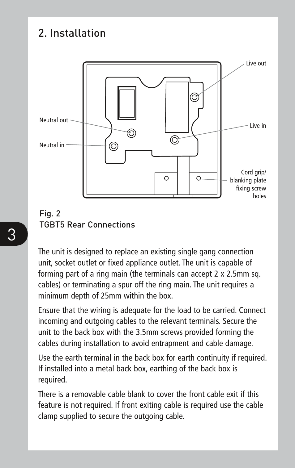 Installation | Timeguard TGBT5 User Manual | Page 3 / 6